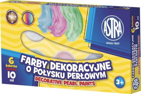 Farby plakatowe 6 kolorów 10ml Perłowe ASTRA