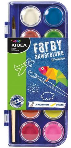 Farby akwarelowe 12 kolorów KIDEA