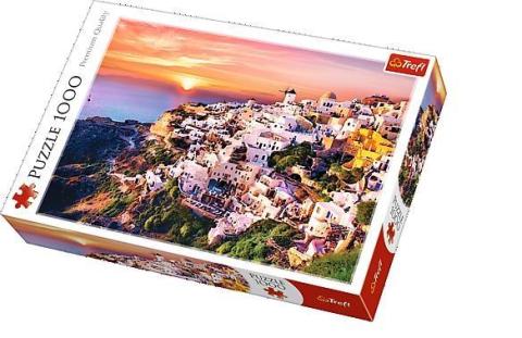 Puzzle 1000 Zachód słońca nad Santorini TREFL