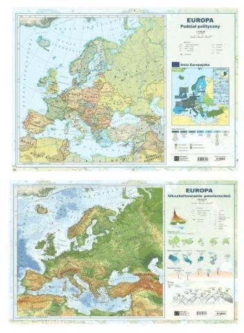 Mapa Europy A2 Dwustronna ścienna ART-MAP