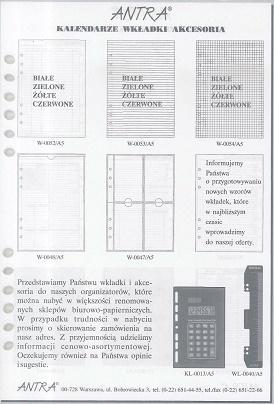 Wkład do organizera A5 Bloczek ANTRA
