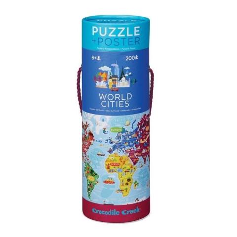 Puzzle 200 Miasta Świata z plakatem