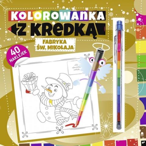 Kolorowanka z kredką. Fabryka Św. Mikołaja