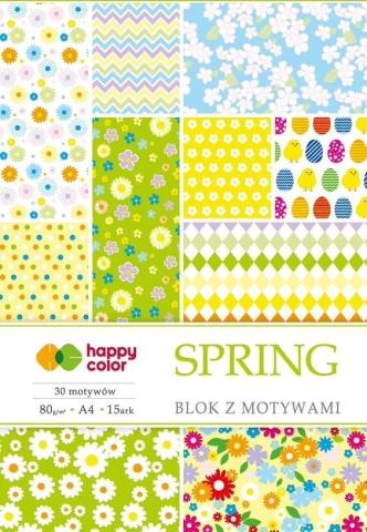 Blok z motywami Spring A4/15K 80g HAPPY COLOR