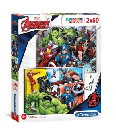 Puzzle 2x60 Super kolor The Avengers