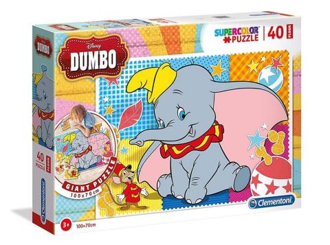 Puzzle 40 podłogowe Super kolor Dumbo