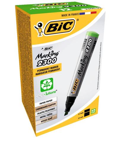 Marker zielony ścięta końcówka (12szt) BIC