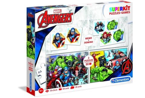 Superkit puzzle 2x30 + memo + domino Avengers