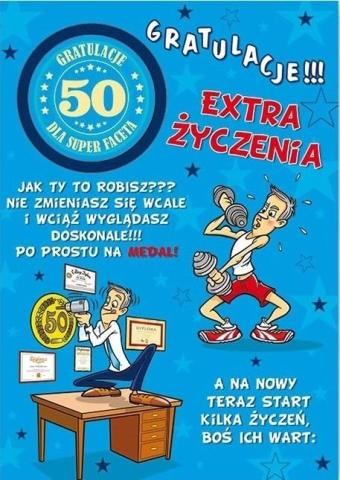 Karnet Party naklejany B6+koperta Urodziny 50 wz02