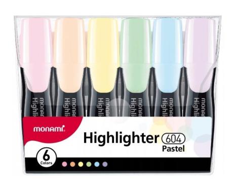 Zakreślacz 604 komplet 6szt Pastel MONAMI