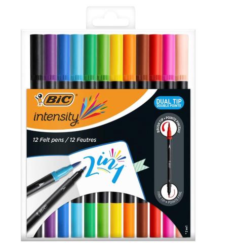 Flamastry Intensity Dual Tip dwustronne 12 kol BIC