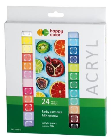 Farby akrylowe 12ml 24 kolory HAPPY COLOR