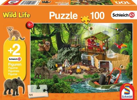 Puzzle 100 Schleich Stacja badawcza + 2 figurki G3