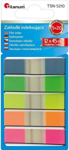 Zakładki indeksujące fluo 12x45mm 5x20 kartek