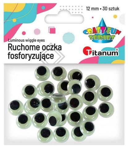 Oczy Fosforyzujące bez rzęs 12mm 30szt