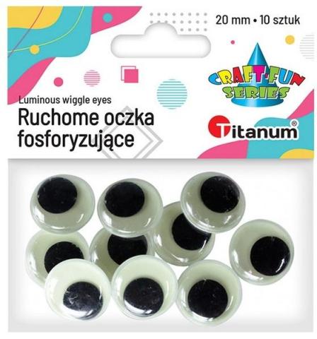 Oczy Fosforyzujące bez rzęs 20mm 10szt