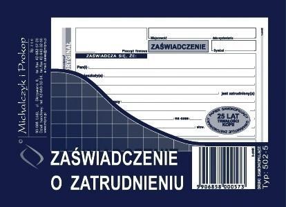 Zaświadczenie o zatrudnieniu 502-5