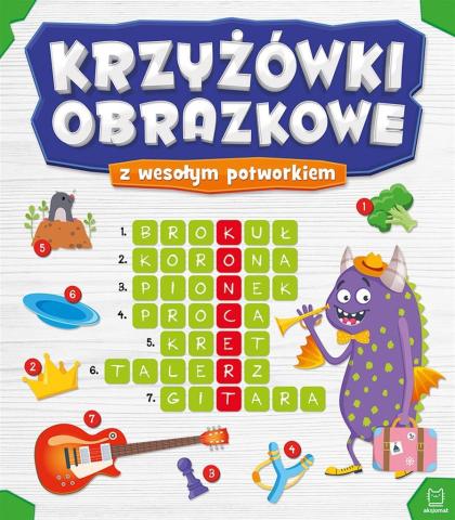 Krzyżówki obrazkowe z wesołym potworkiem