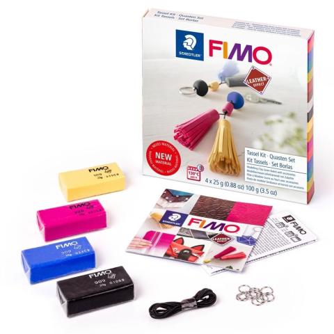 Fimo Leather Breloczek 4x25g + akcesoria