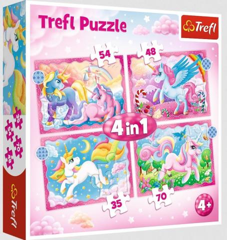 Puzzle 4w1 Jednorożce i magia TREFL