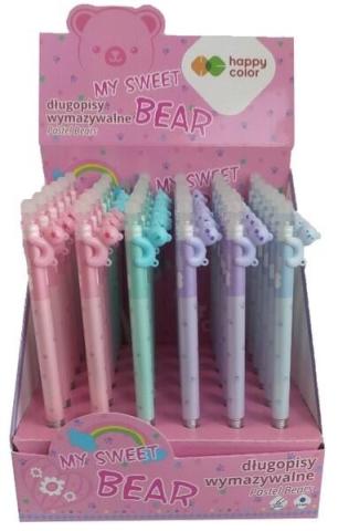 Długopis usuwalny Pastel Bears niebieski (36szt)