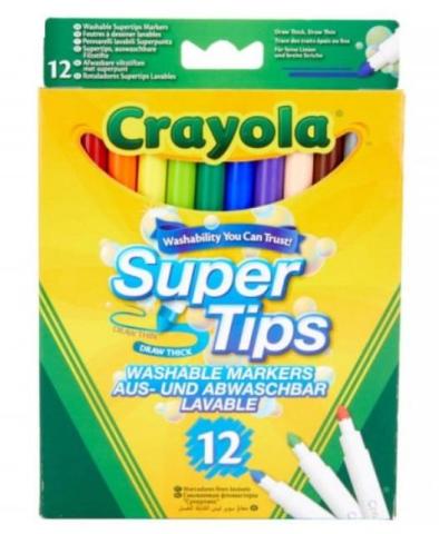 Flamastry zmywalne grube i cienkie 12 kol CRAYOLA