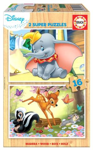 Puzzle 2x16 Bambi/Dumbo (drewniane) G3