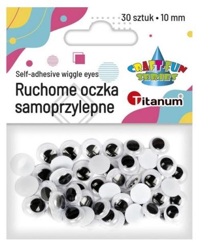 Oczy samoprzylepne bez rzęs 10mm okrągłe 30szt