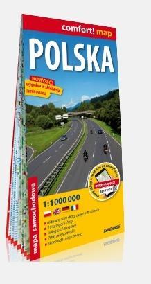 Comfort! map Polska 1:1 000 000 laminat w.2022