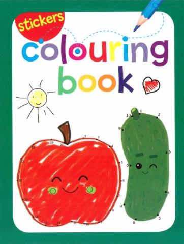 Colouring book z naklejkami. Jabłko i ogórek