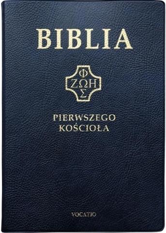 Biblia pierwszego Kościoła złocona granatowa