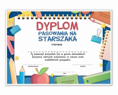 Dyplom A4 pasowania na Starszaka - Notes 10szt