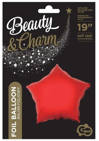 Balon foliowy Gwiazda Beauty&Charm czerwona 36cm