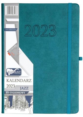 Kalendarz 2023 B5 tyg. Jazz szamaragdowy ELEFANT