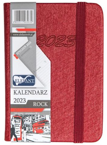 Kalendarz 2023 A7 tyg. Rock czerwony ELEFANT