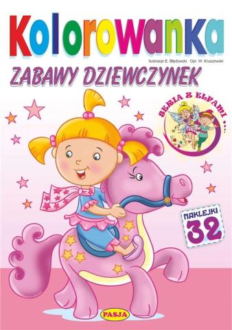 Kolorowanka. Zabawy dziewczynek