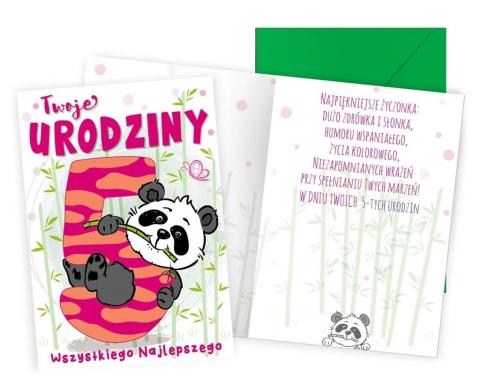 Karnet B6 Urodziny 5 panda