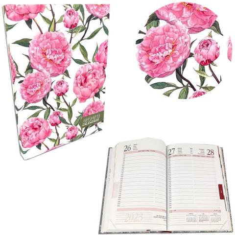 Kalendarz 2023 A5 dzienny soft touch Peonie