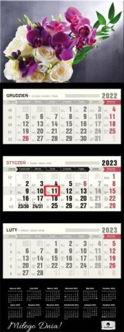 Kalendarz 2023 trójdzielny wypukła główka Bukiet