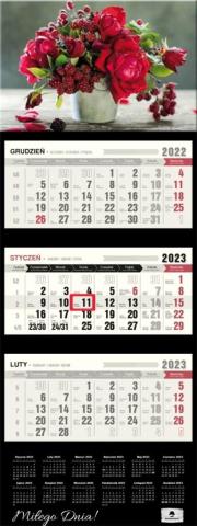 Kalendarz 2023 trójdzielny wypukła główka Róże