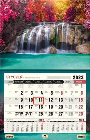 Kalendarz 2023 jednodzielny XL Wodospad