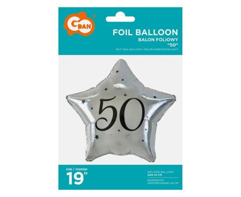 Balon foliowy 50-tka gwiazda srebrna