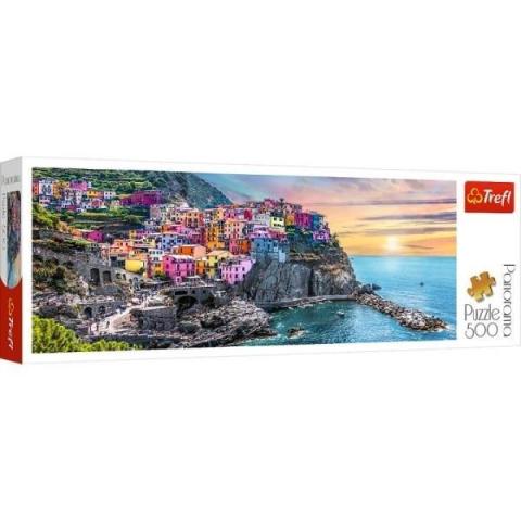 Puzzle 500 Panorama Vernazza o zachodzie słońca