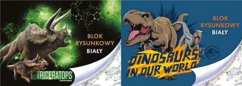 Blok rysunkowy A4/20K biały Jurassic Park