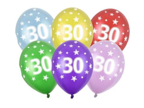 Balony 30th Birthday Metallic Mix 30cm 6szt