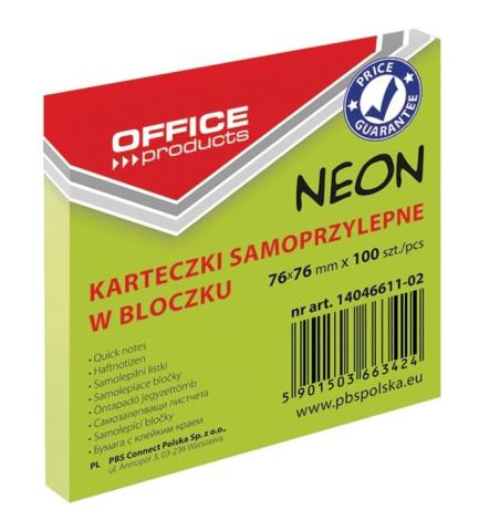 Karteczki samoprzylepne 76x76mm 100K neon żółte