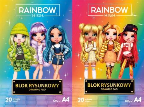 Blok rysunkowy A4/20K 100g rainbow high ASTRA