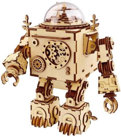 Puzzle Drewniane 3D-Pozytywka LED Steampunk Robot