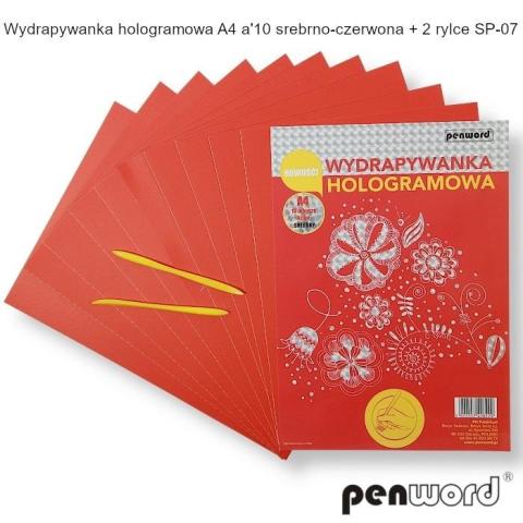 Wydrapywanka hologramowa A4 srebrno-czerwona