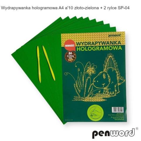 Wydrapywanka hologramowa A4 złoto-zielona